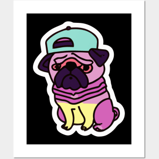 Hip Hop Pug 80s 90s Dog Lover Puppy Posters and Art